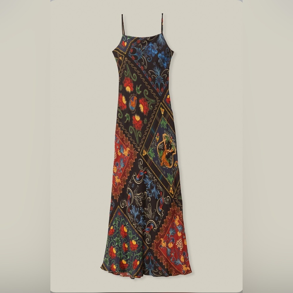 Farm Rio Black Mixed Arabesque Scarves Sleeveless Maxi Dress - Picture 9 of 9